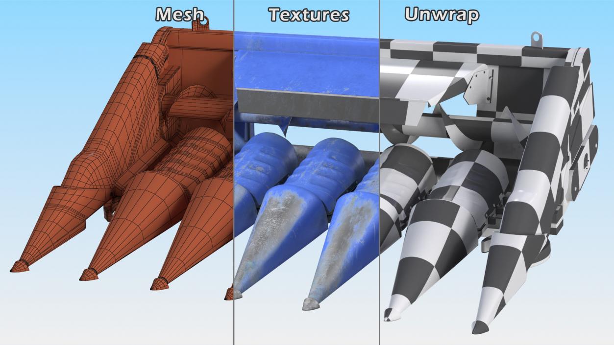 3D Corn Header 6 Rows Used model