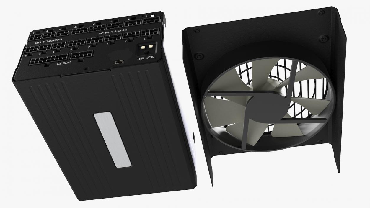 3D Disassembled PC ATX Modular PSU