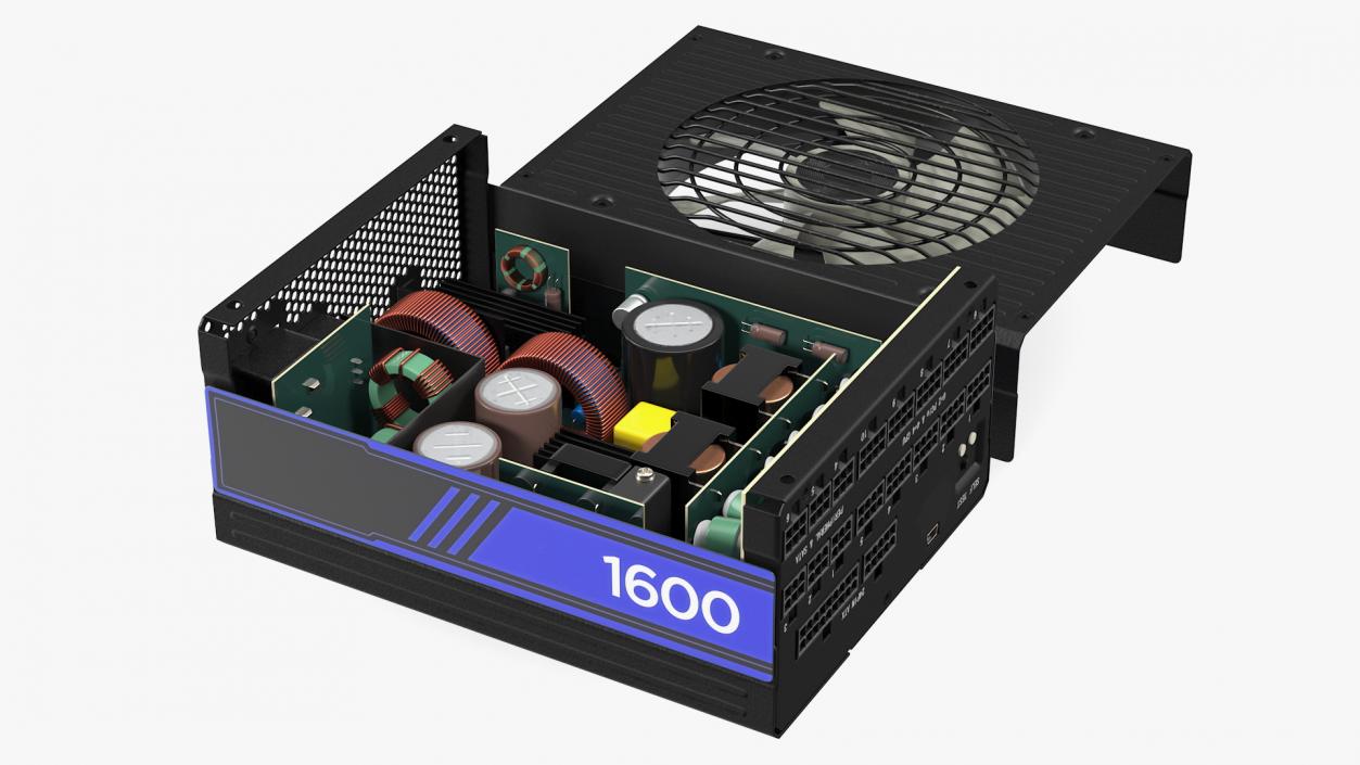 3D Disassembled PC ATX Modular PSU