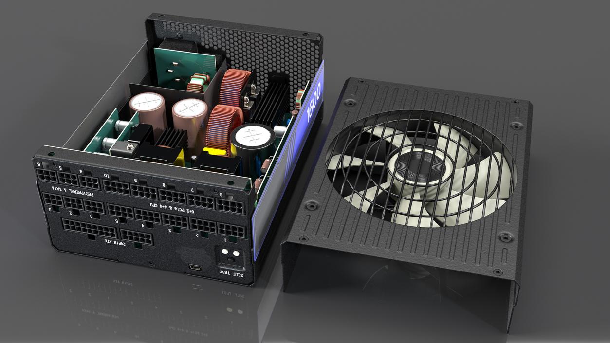 3D Disassembled PC ATX Modular PSU