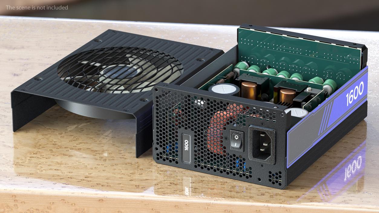 3D Disassembled PC ATX Modular PSU