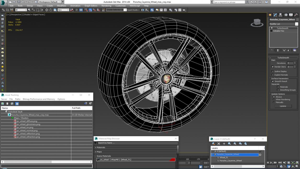 3D Porsche Cayenne Wheel 2 model