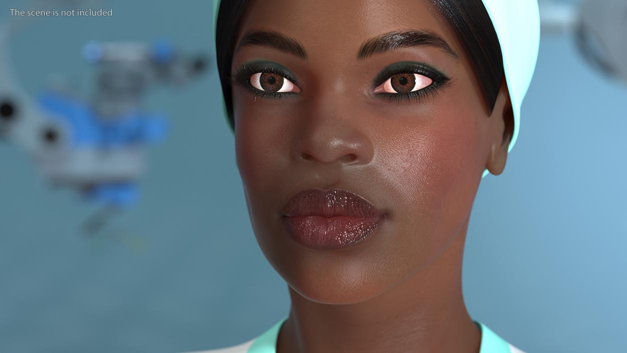 Dark Skinned Black Nurse Neutral Pose 3D