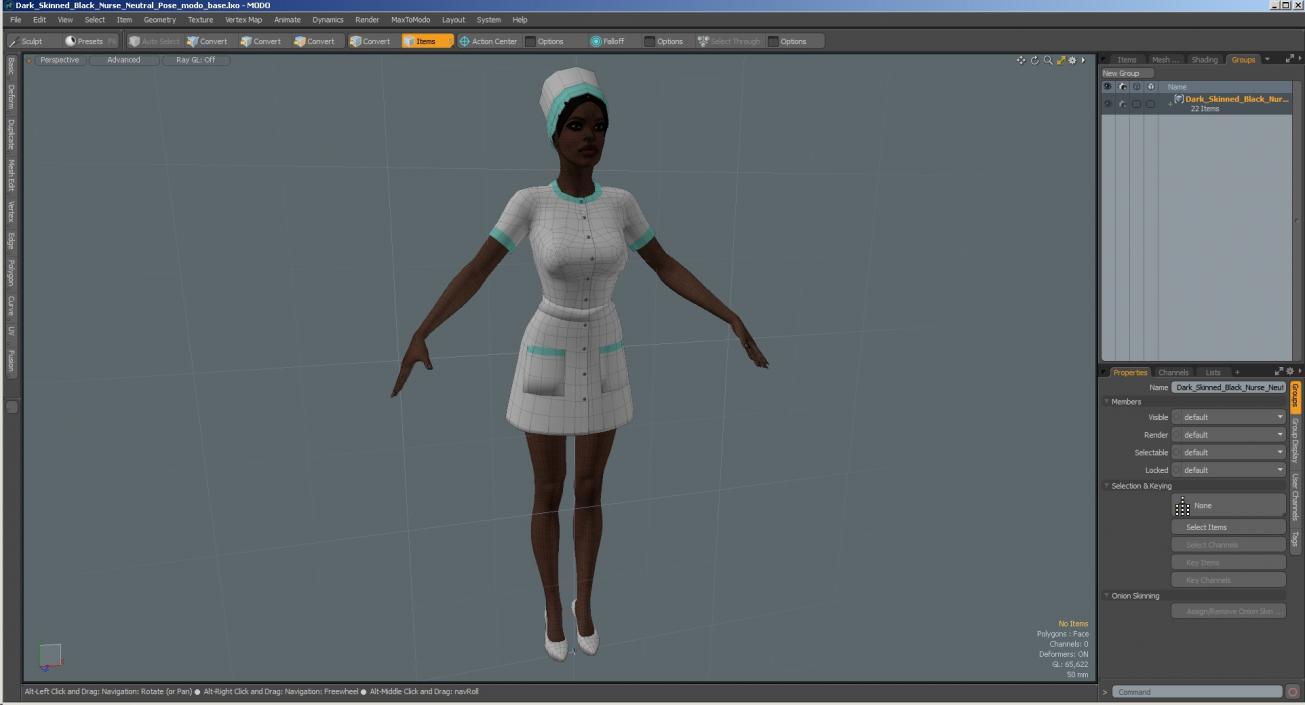 Dark Skinned Black Nurse Neutral Pose 3D