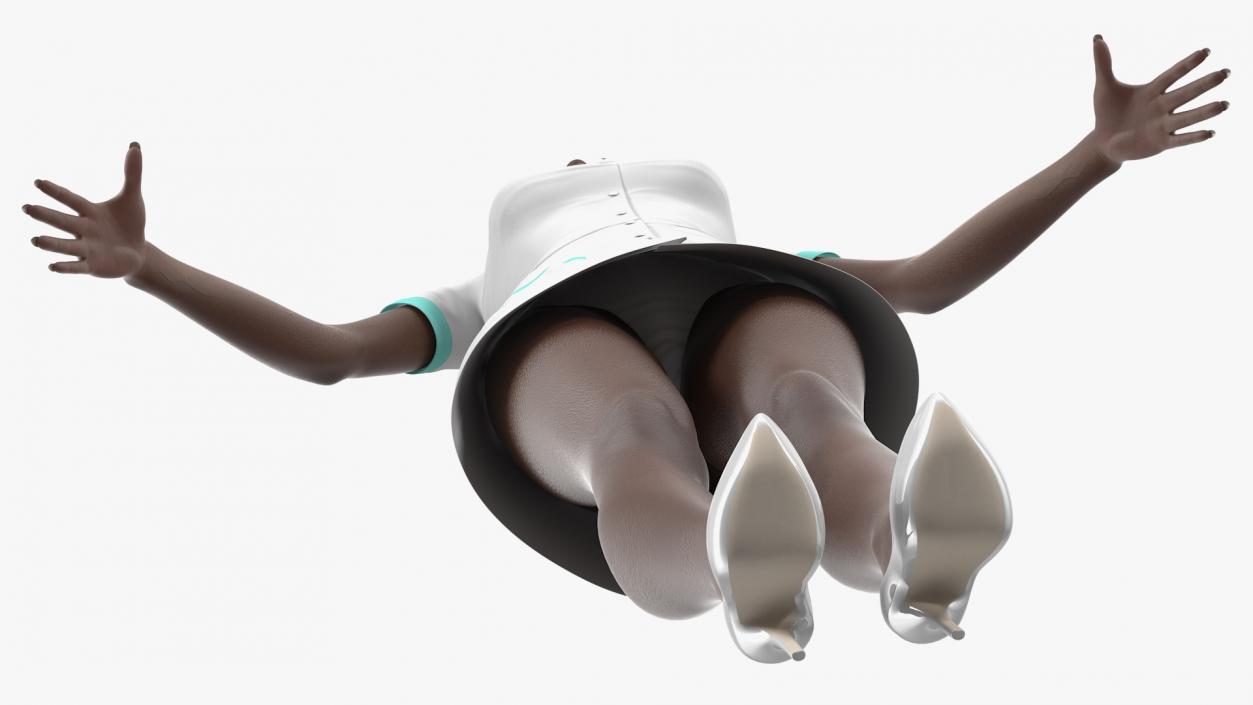 Dark Skinned Black Nurse Neutral Pose 3D