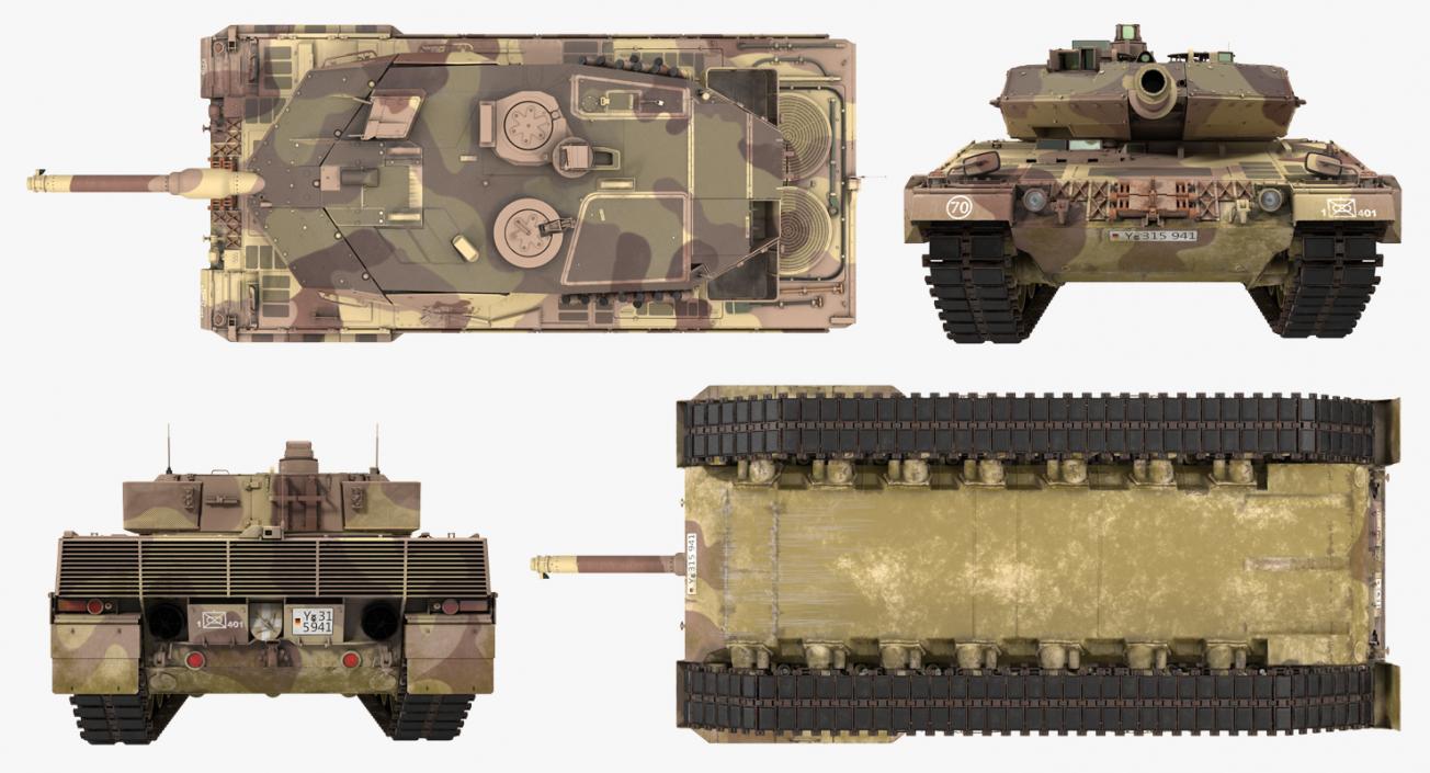 German Battle Tank Leopard 2A5 Desert 3D