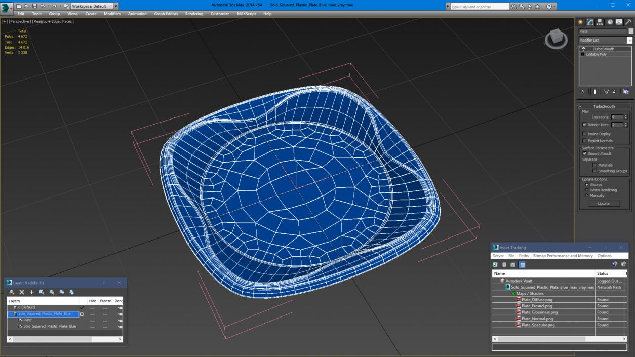 3D Solo Squared Plastic Plate Blue