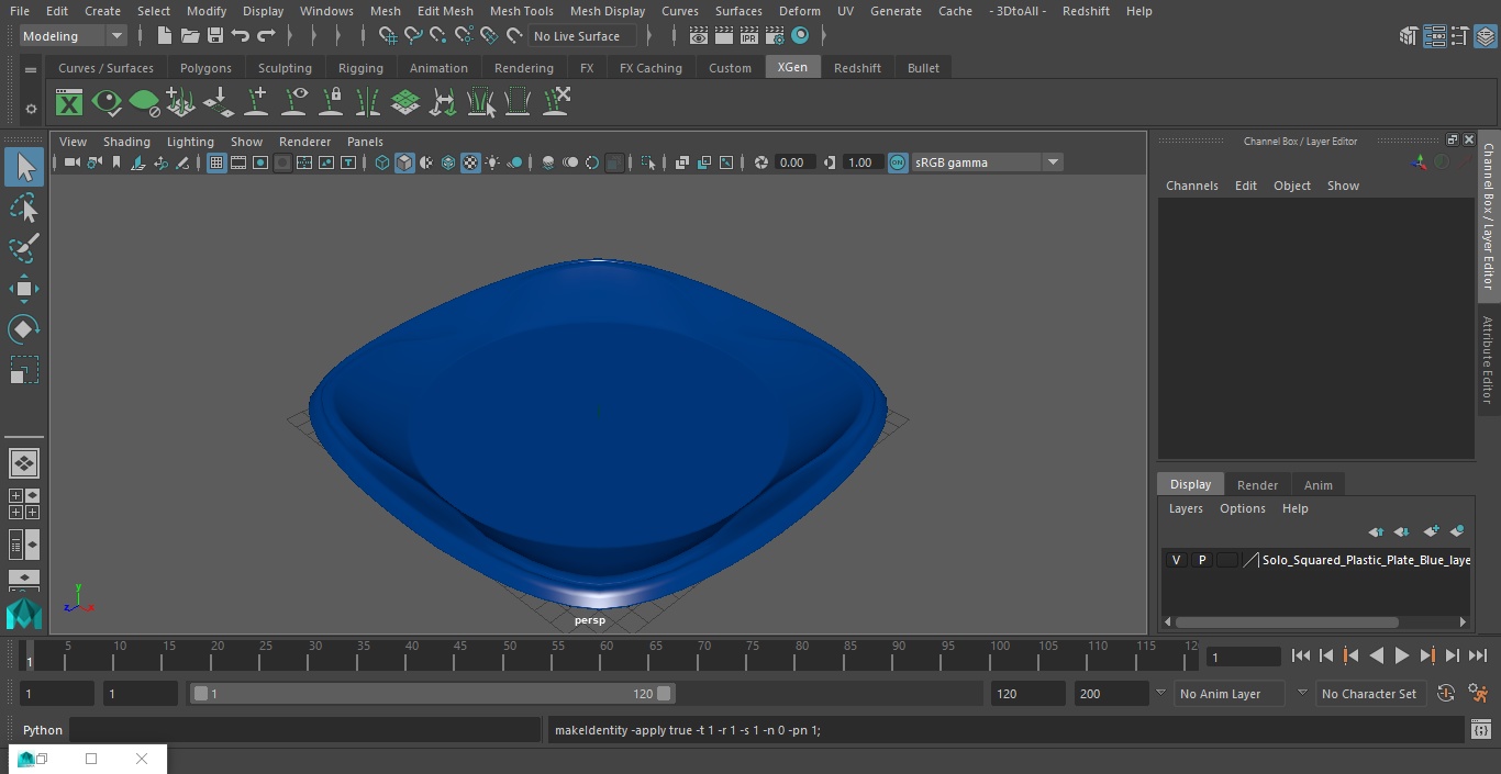 3D Solo Squared Plastic Plate Blue