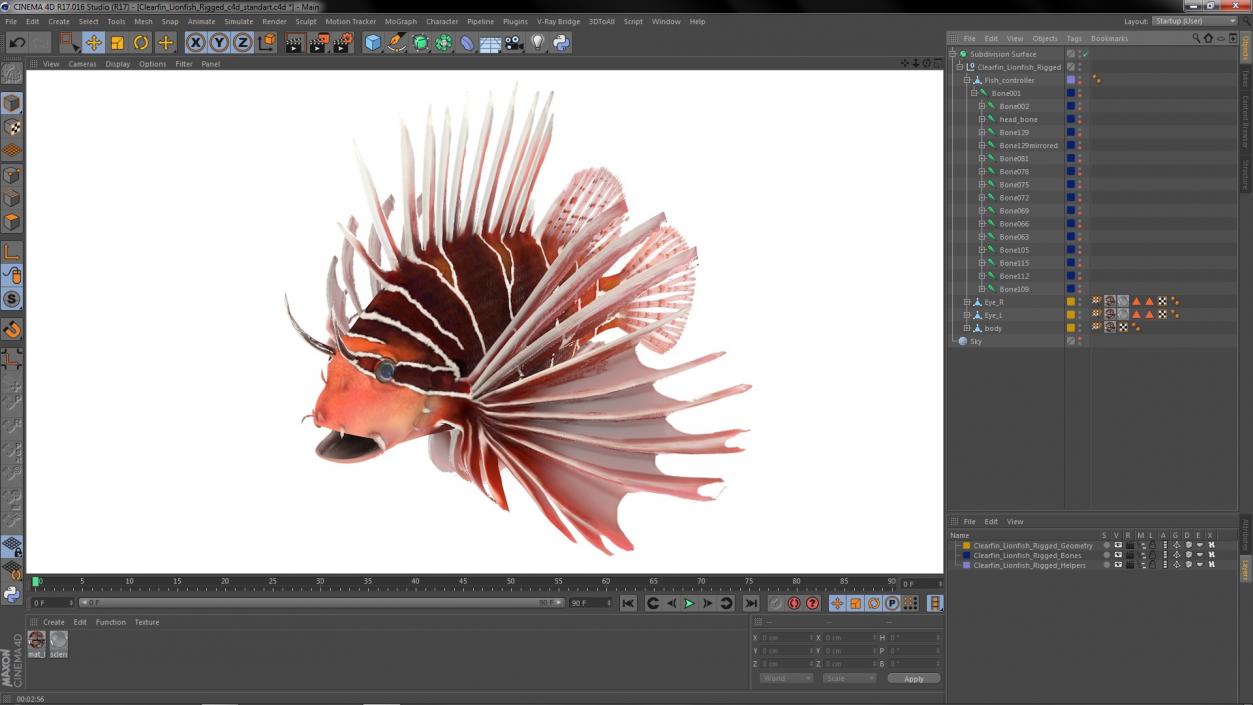 3D Clearfin Lionfish Rigged for Cinema 4D model