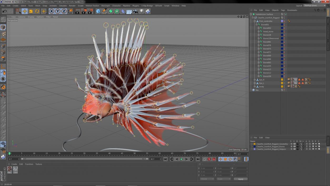 3D Clearfin Lionfish Rigged for Cinema 4D model