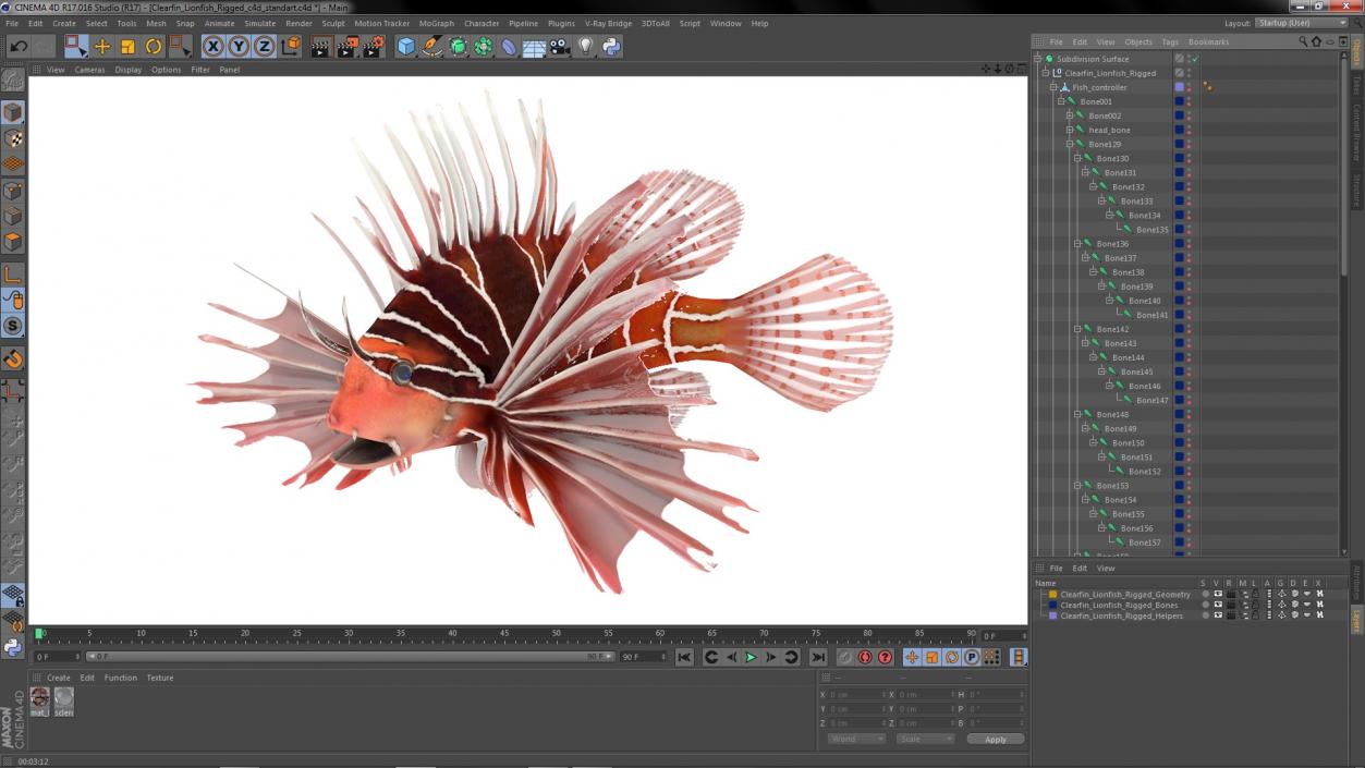 3D Clearfin Lionfish Rigged for Cinema 4D model