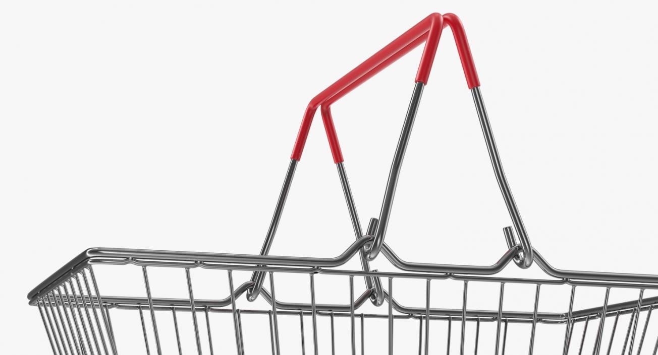 Empty Metal Shopping Basket 3D