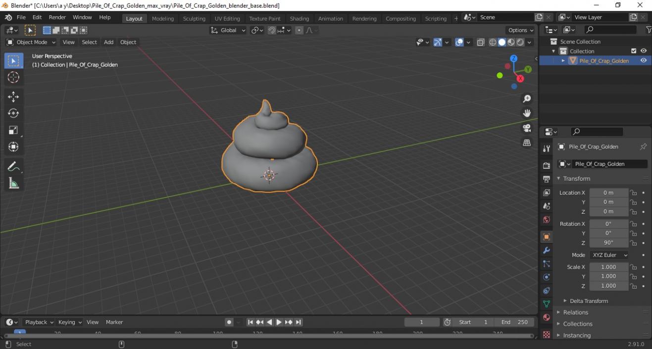 Pile Of Crap Golden 3D model