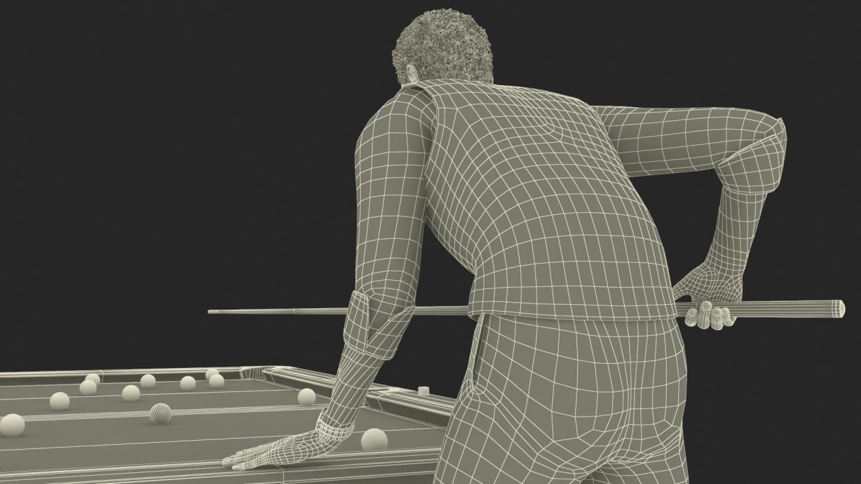 3D African American Playing Billiard model