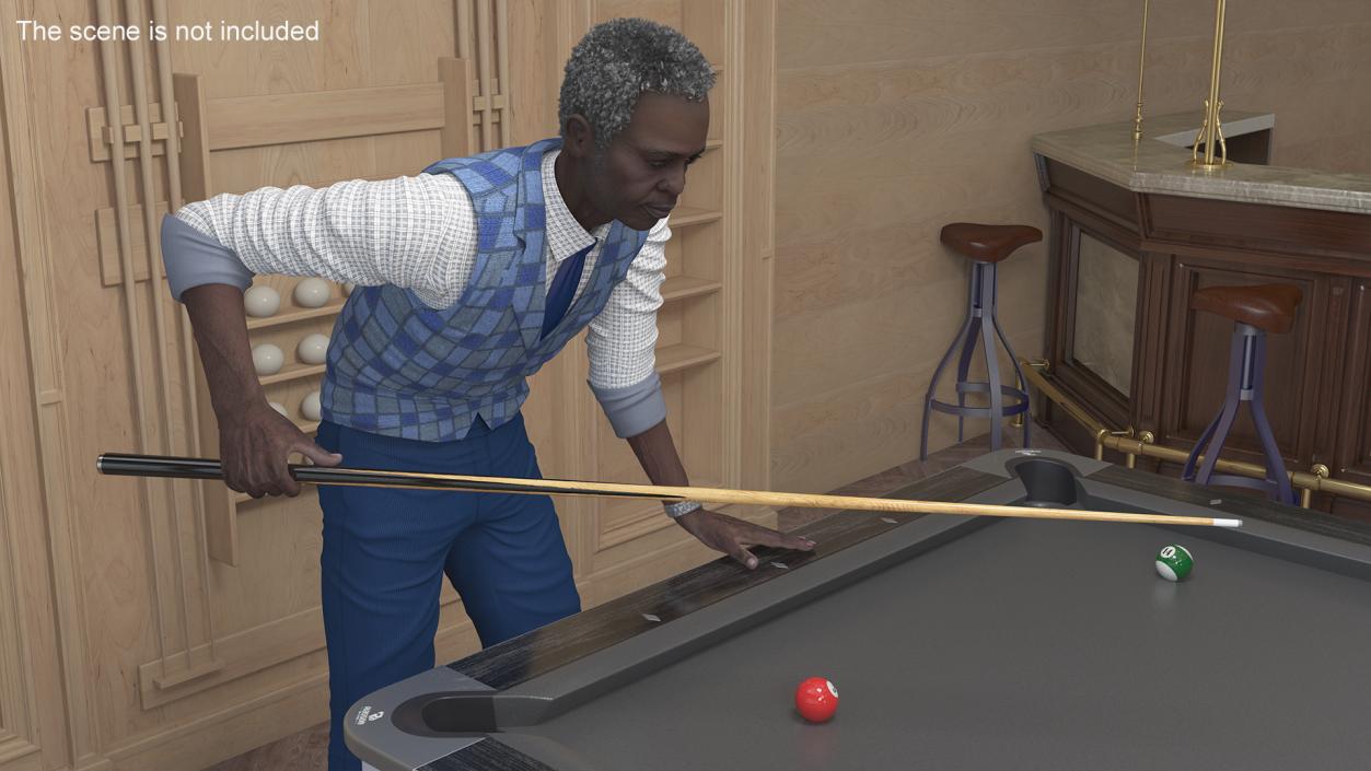 3D African American Playing Billiard model