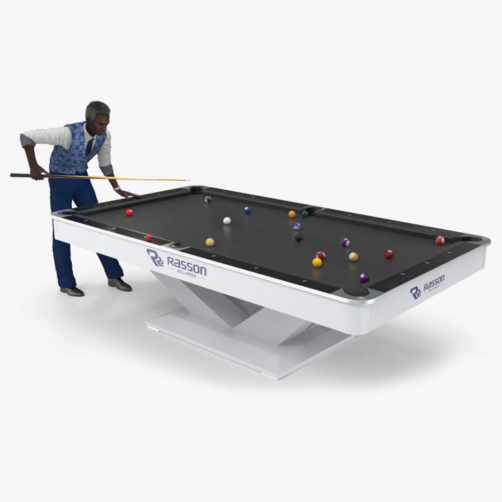 3D African American Playing Billiard model