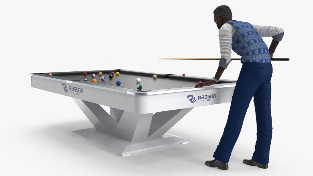 3D African American Playing Billiard model