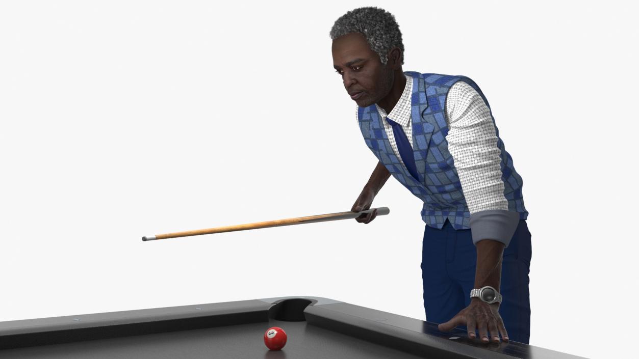 3D African American Playing Billiard model