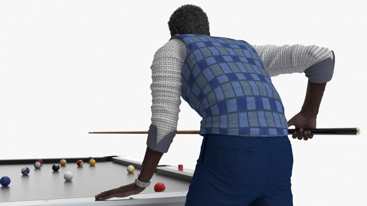 3D African American Playing Billiard model