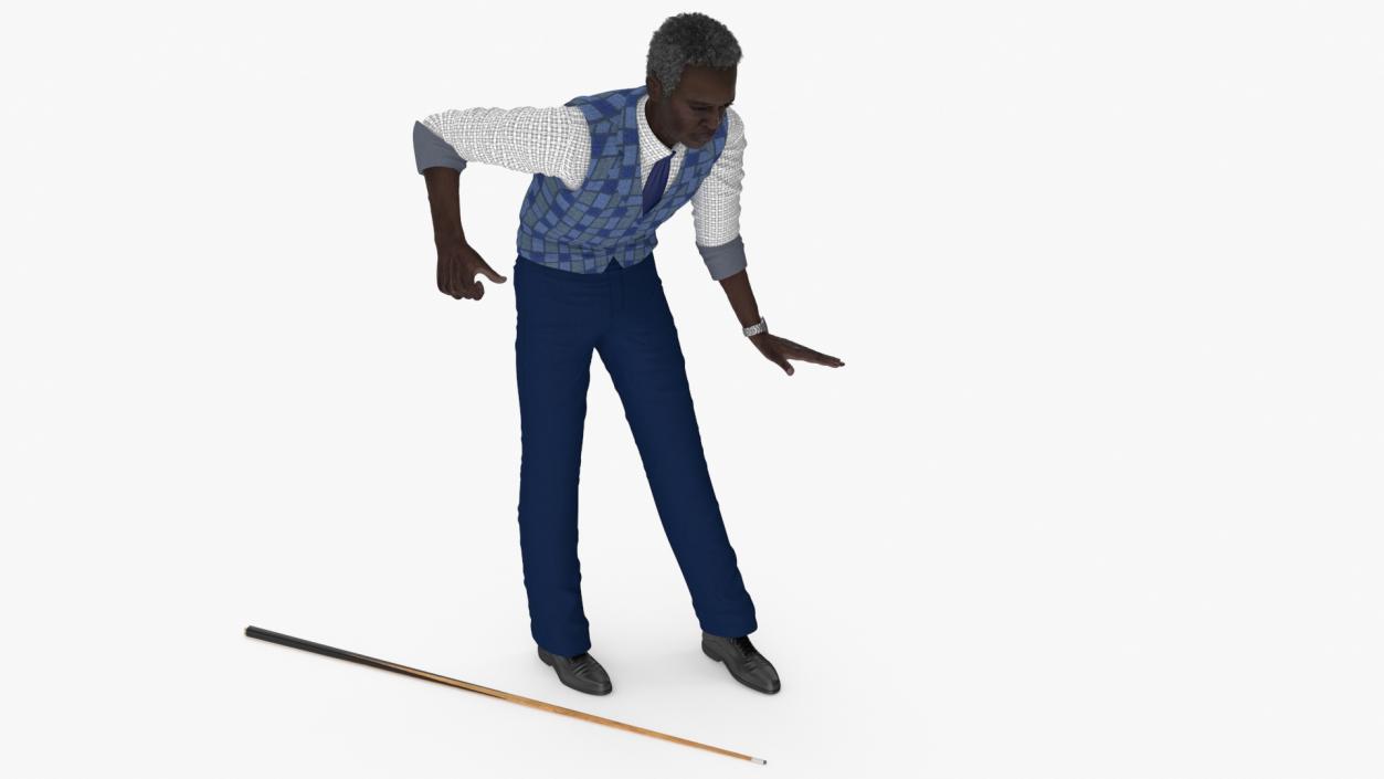 3D African American Playing Billiard model