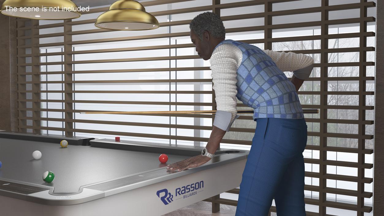 3D African American Playing Billiard model