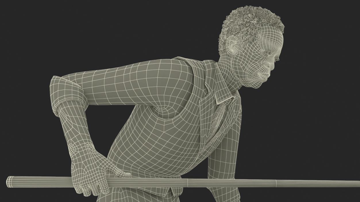 3D African American Playing Billiard model