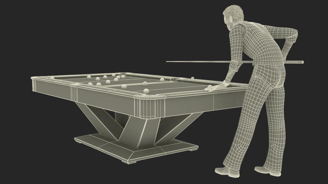 3D African American Playing Billiard model