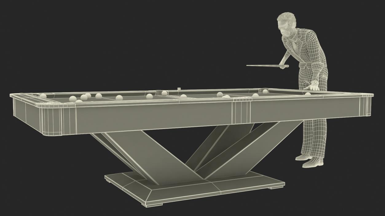 3D African American Playing Billiard model