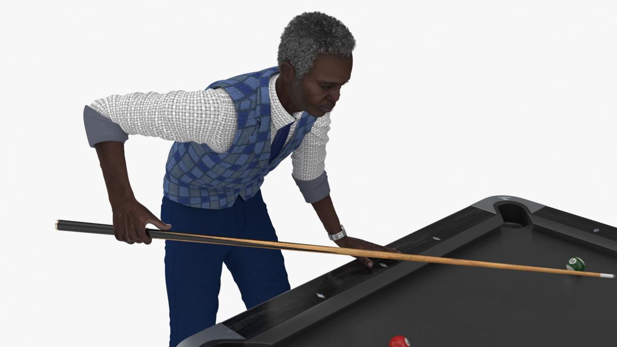 3D African American Playing Billiard model