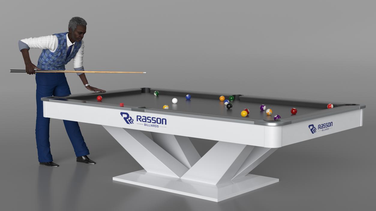 3D African American Playing Billiard model