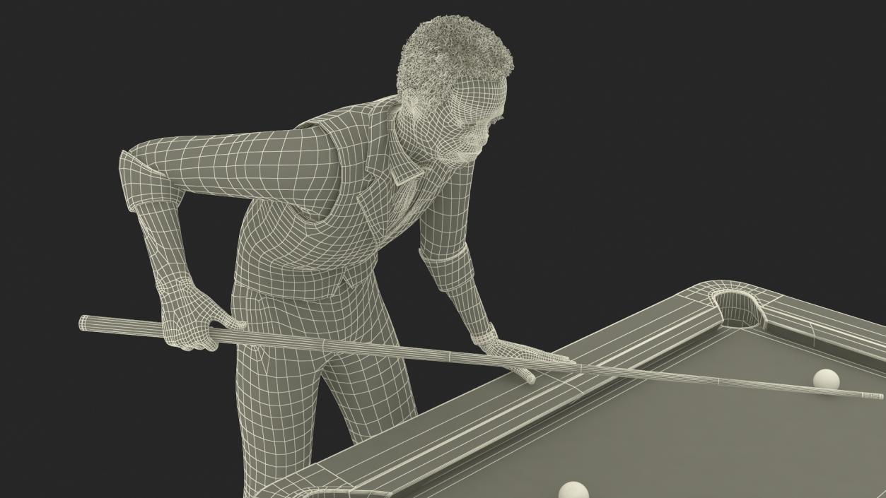 3D African American Playing Billiard model