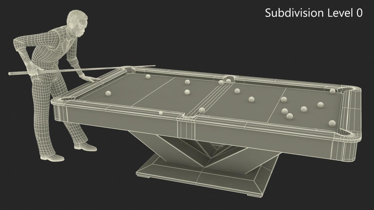 3D African American Playing Billiard model