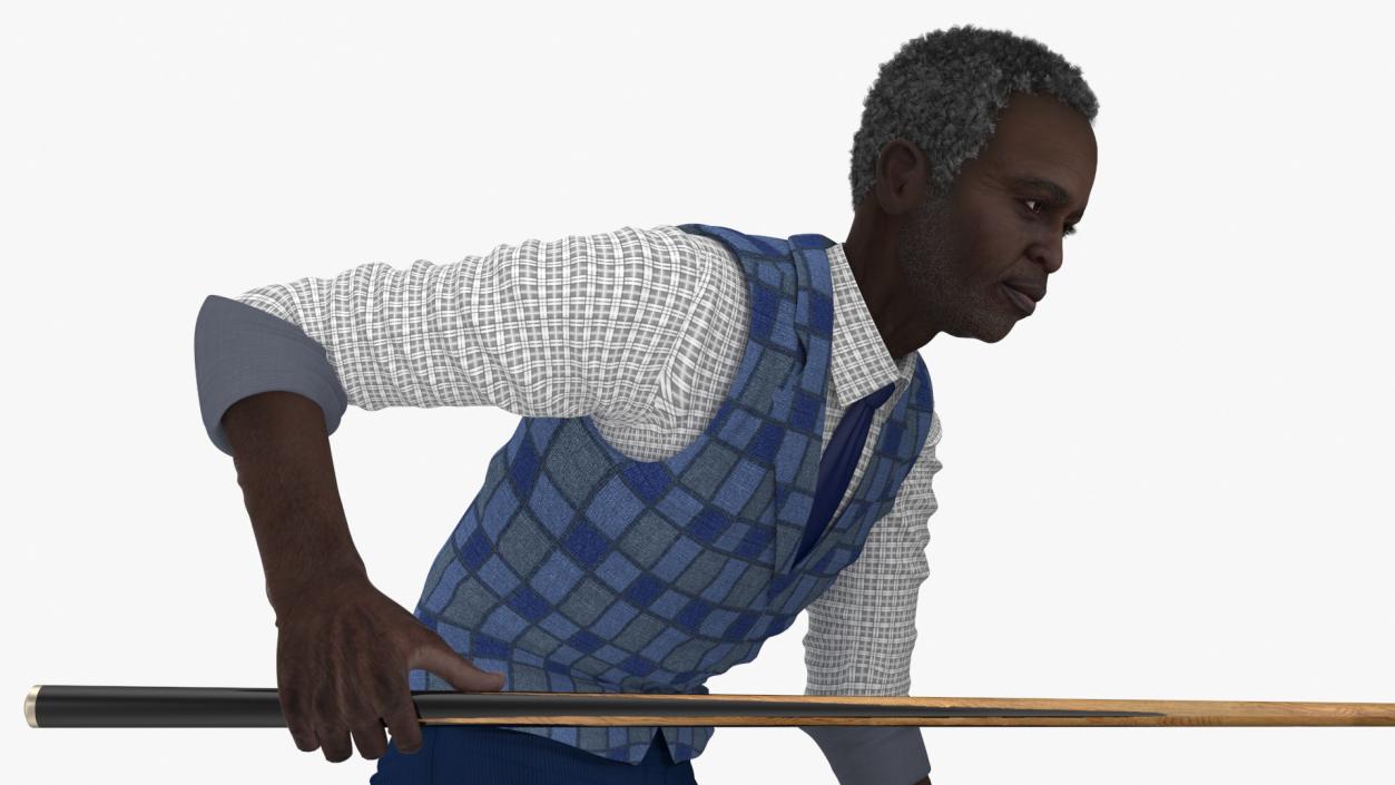 3D African American Playing Billiard model