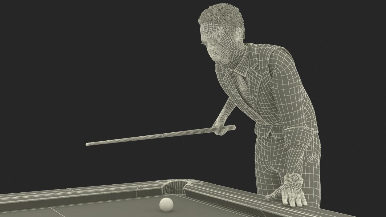 3D African American Playing Billiard model