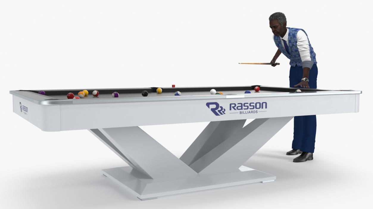 3D African American Playing Billiard model