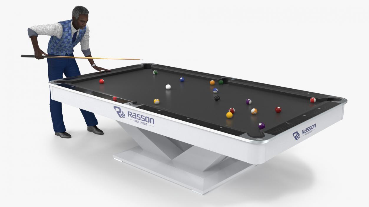 3D African American Playing Billiard model