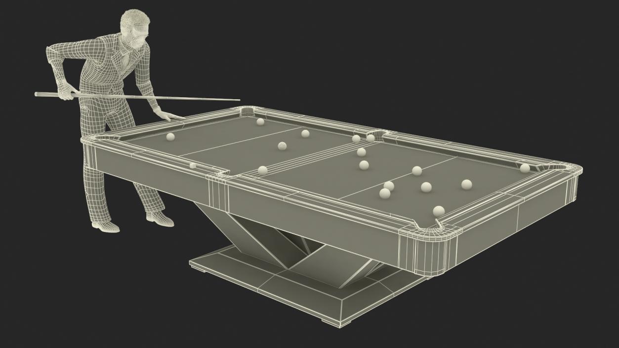 3D African American Playing Billiard model