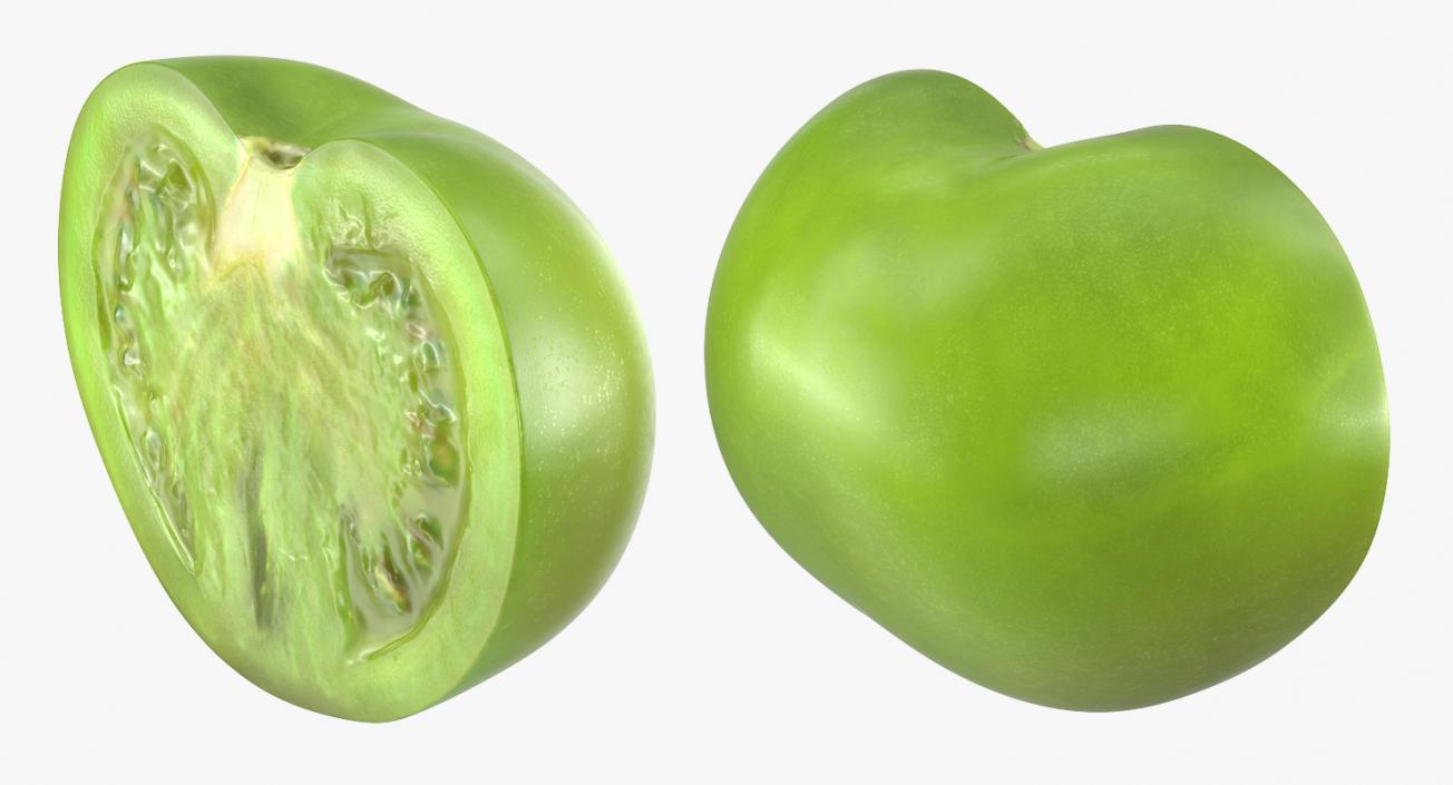 3D Cut Half Green Tomato