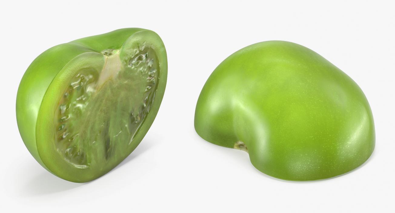 3D Cut Half Green Tomato