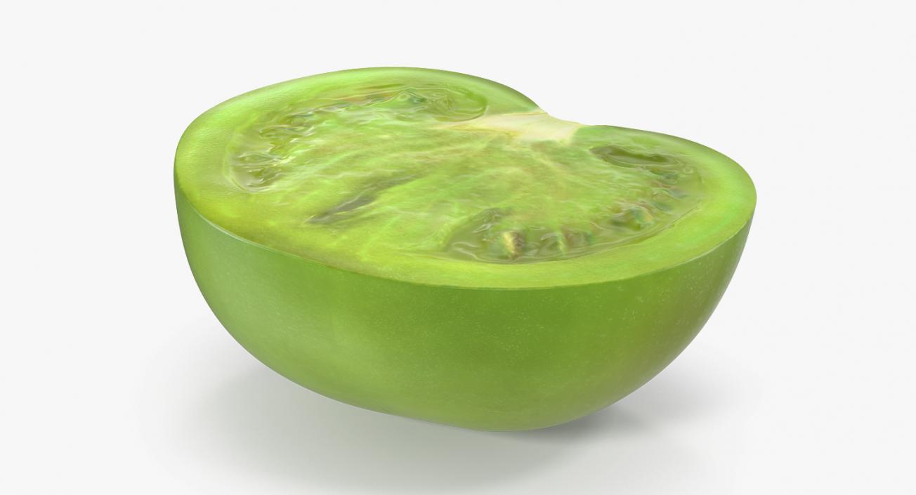 3D Cut Half Green Tomato