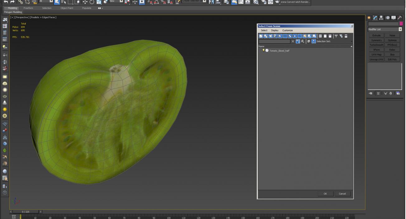 3D Cut Half Green Tomato