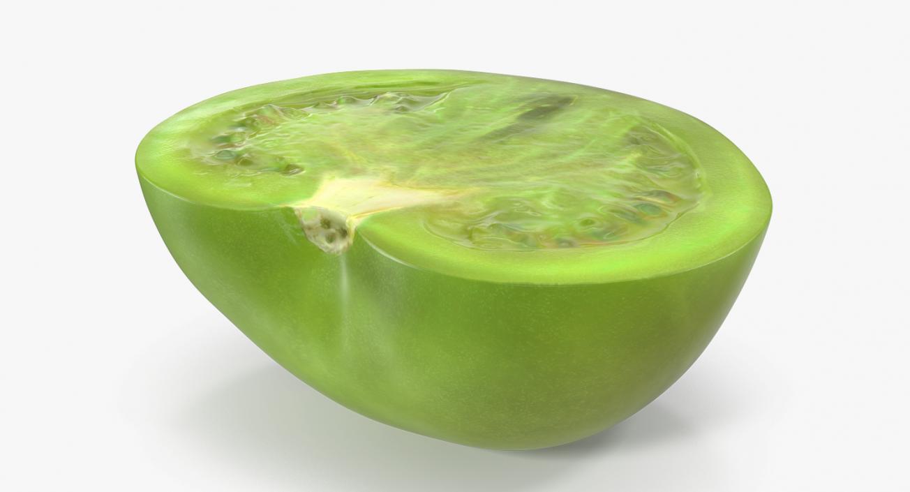 3D Cut Half Green Tomato