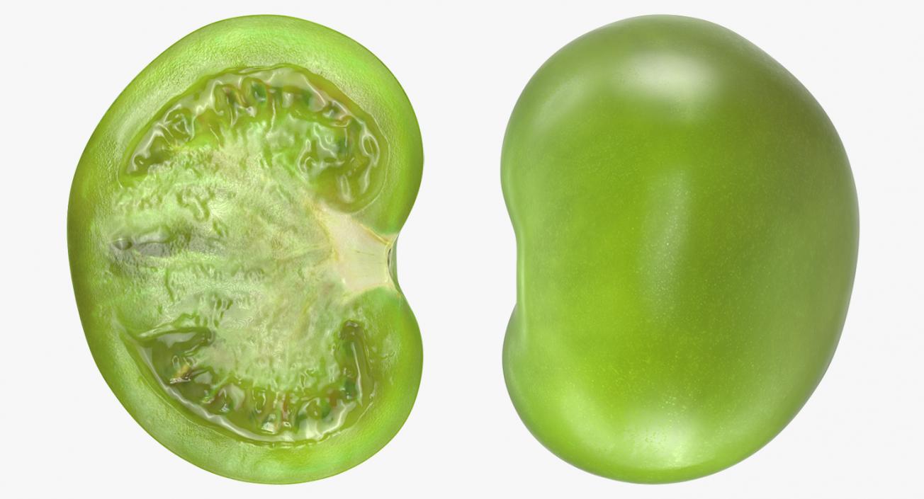 3D Cut Half Green Tomato