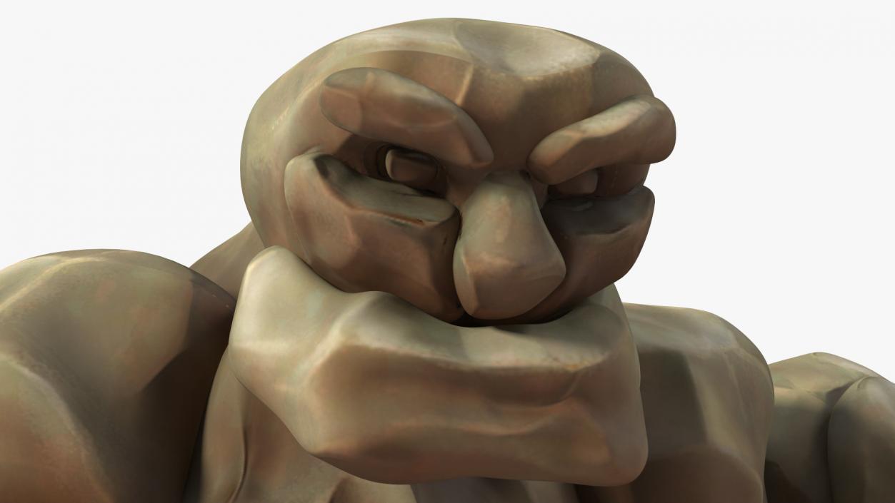 3D model Brown Stone Golem Cartoon Stone Standing