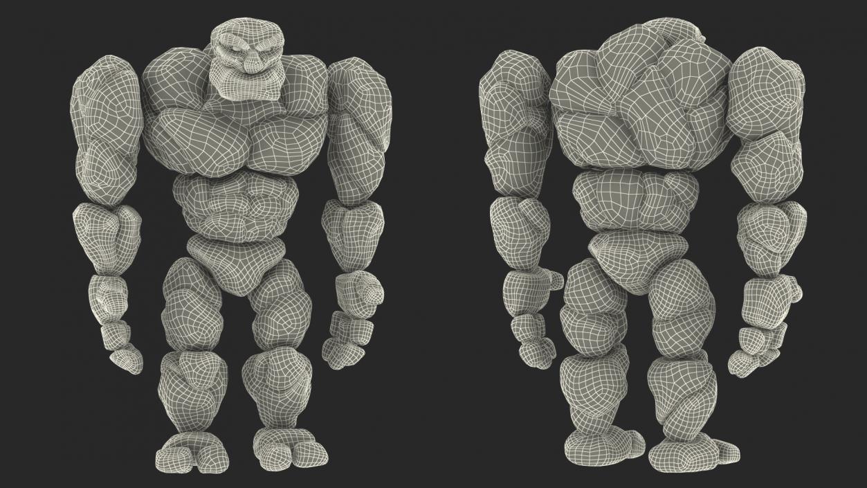 3D model Brown Stone Golem Cartoon Stone Standing