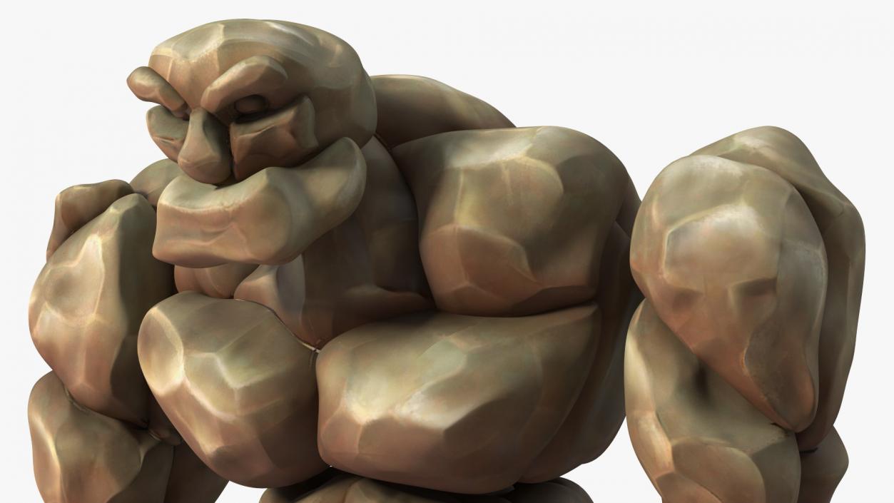 3D model Brown Stone Golem Cartoon Stone Standing