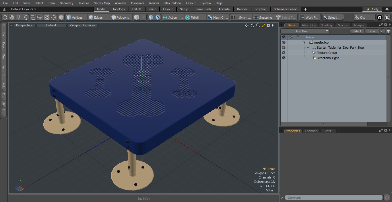 3D Starter Table for Dog Park Blue