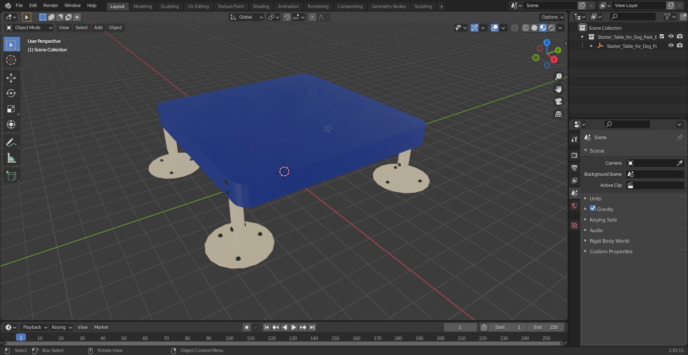 3D Starter Table for Dog Park Blue