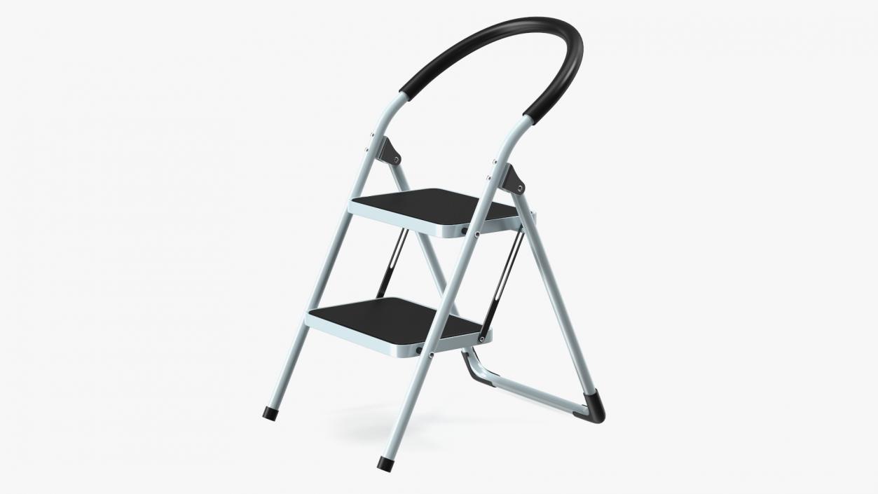 2 Step Ladder Folding Step Stool Rigged 3D model