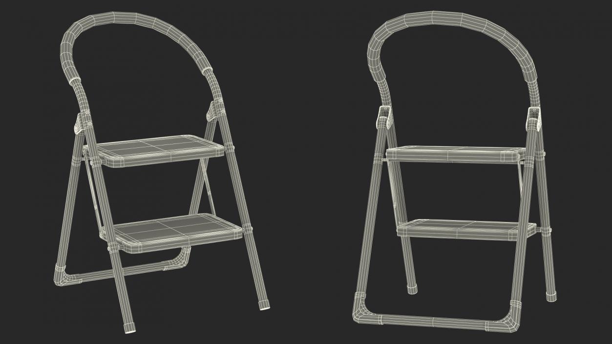 2 Step Ladder Folding Step Stool Rigged 3D model